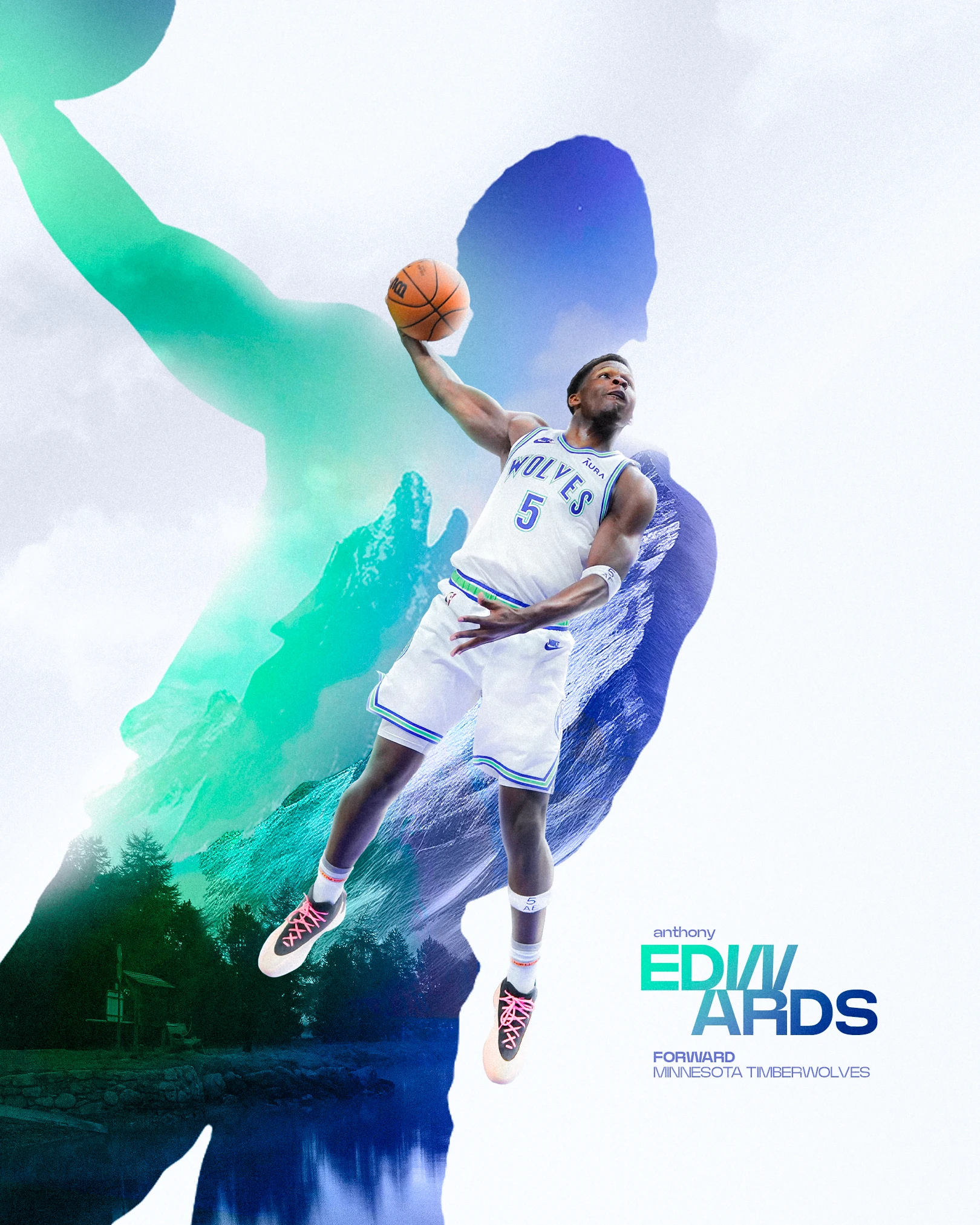 Affiche Anthony Edwards avec les Minnesota Timberwolves