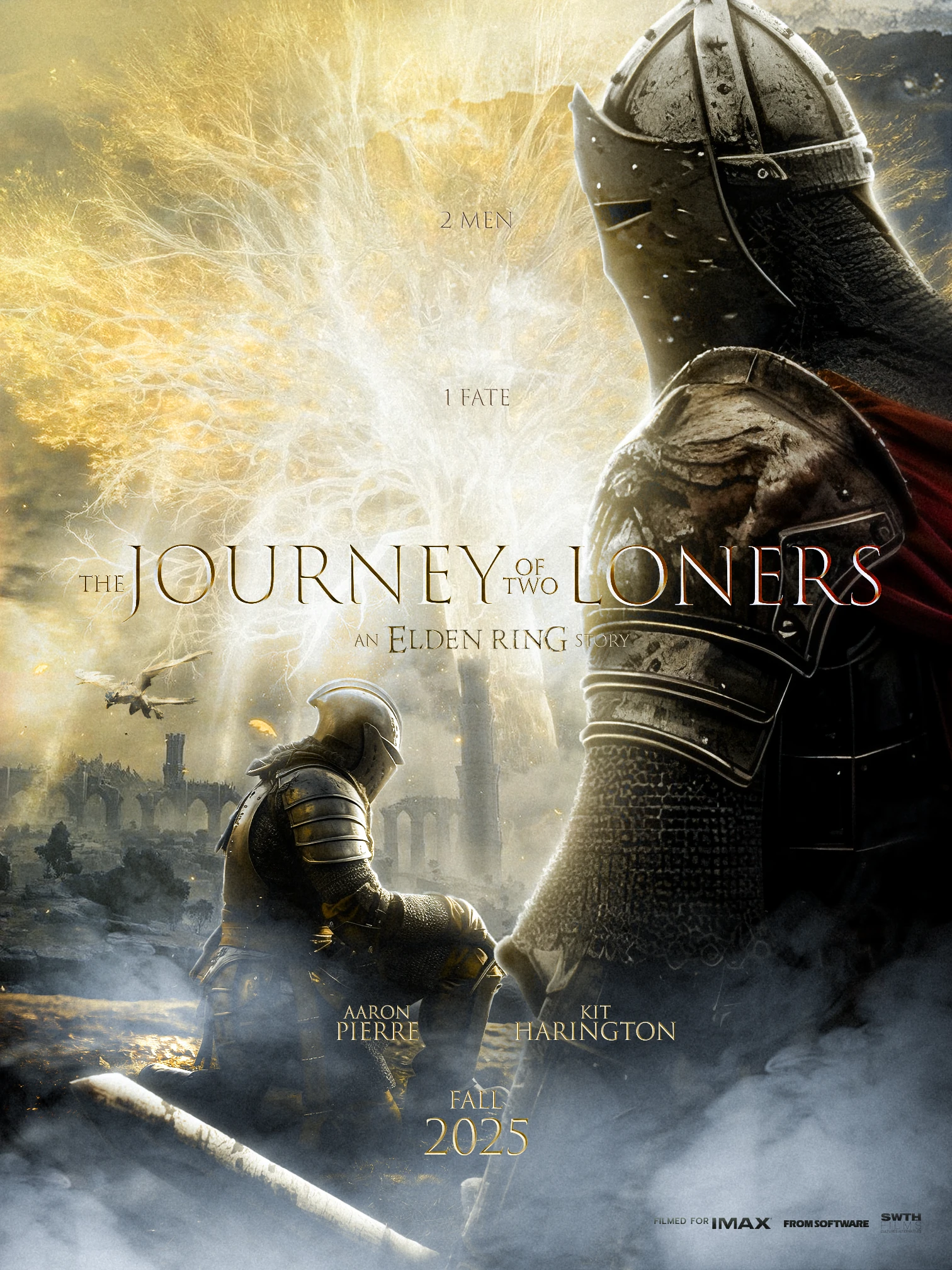 Affiche conceptuelle The Journey of Two Loners inspirée d’Elden Ring