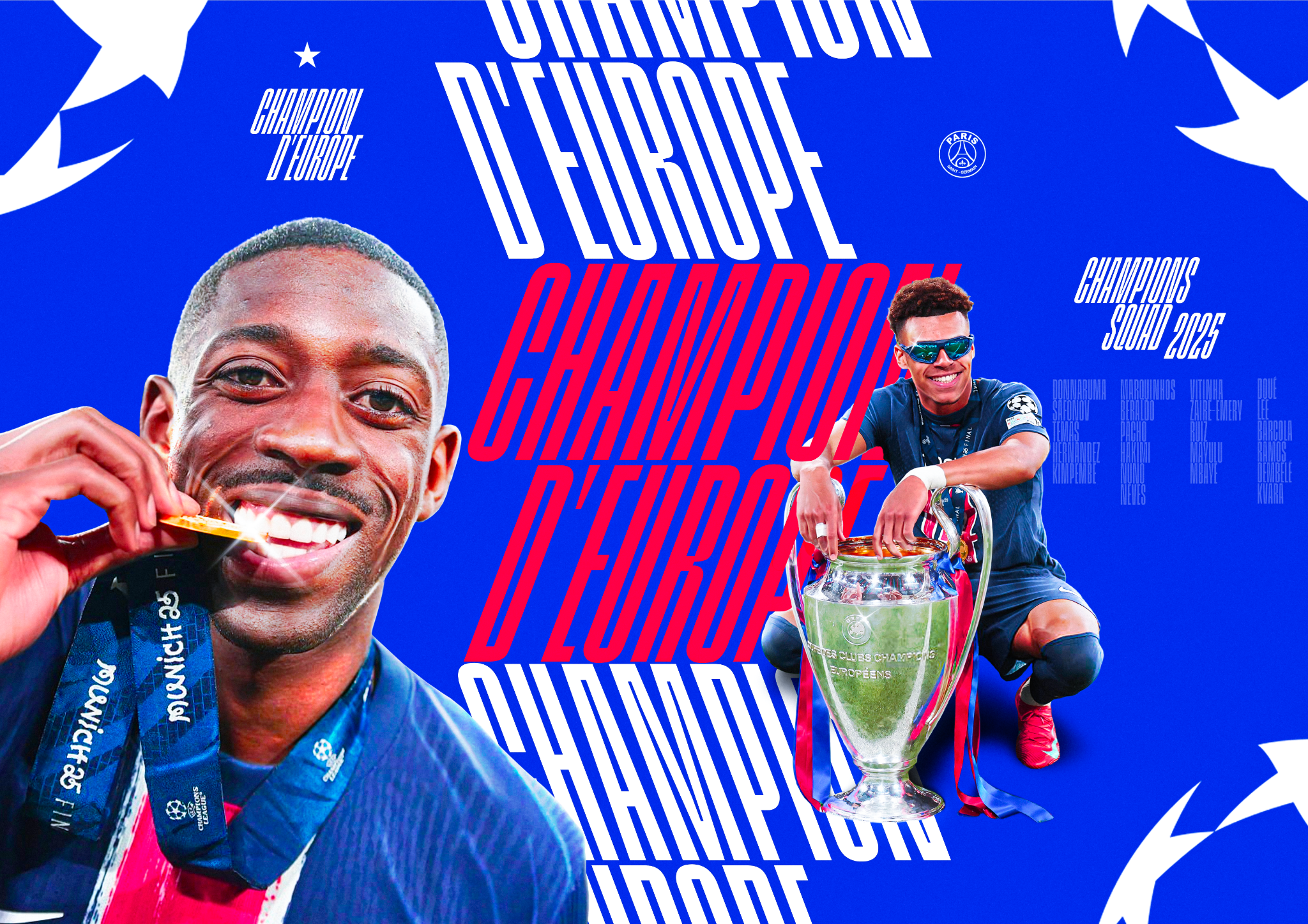 Affiche Champions d’Europe du Paris Saint-Germain