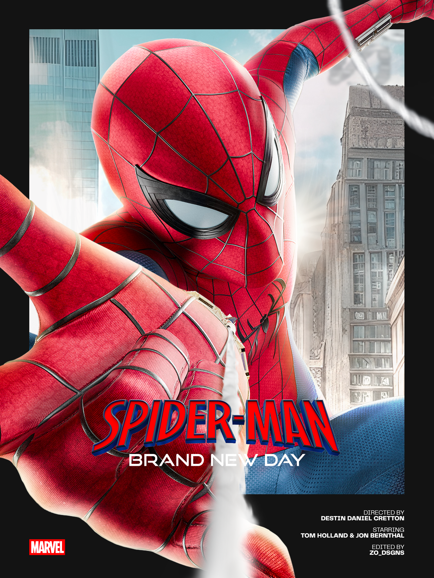 Affiche Spider-Man Brand New Day avec Spider-Man en plein mouvement