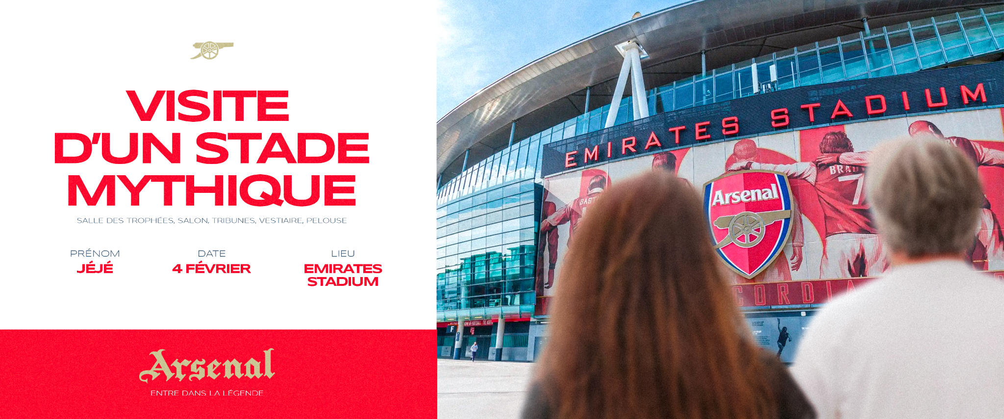 Ticket sur mesure pour une visite de l’Emirates Stadium